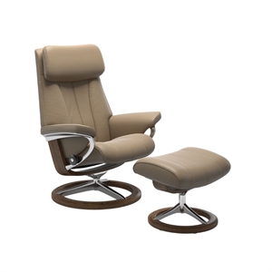 Stressless Paul (M) lænestol med skammel - Signature Stel Krom/Valnød - Paloma læder Funghi